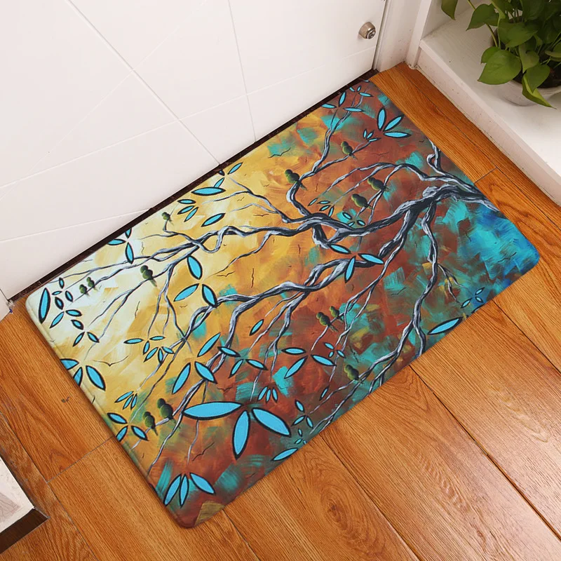 

Birds Tree Kitchen Rugs Cartoon Floor Mat Cartoon Painting Bedroom Carpets Decorative Stair Mats Home Crafts Carpet Kitchen