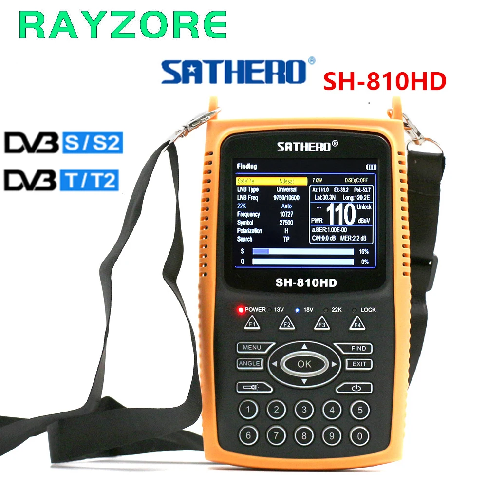 Sathero SH 810HD DVB S2 T2 Combo Digital Satellite Finder Meter Support CCTV 3 5 inch TFT LCD Screen 8PSK 16APSK 810HD|Спутниковое ТВ| |