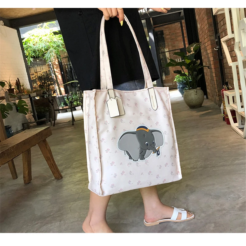 

Disney Dumbo women canvas tote bag High capacity handbag lady casual bag shoulder bag gift shopping bag storage