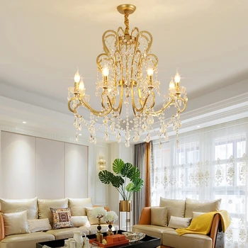 

Modern crystal chandelier for dining room bar shop hanging crystal lamp living room office home deco 90-260V Matte Golden