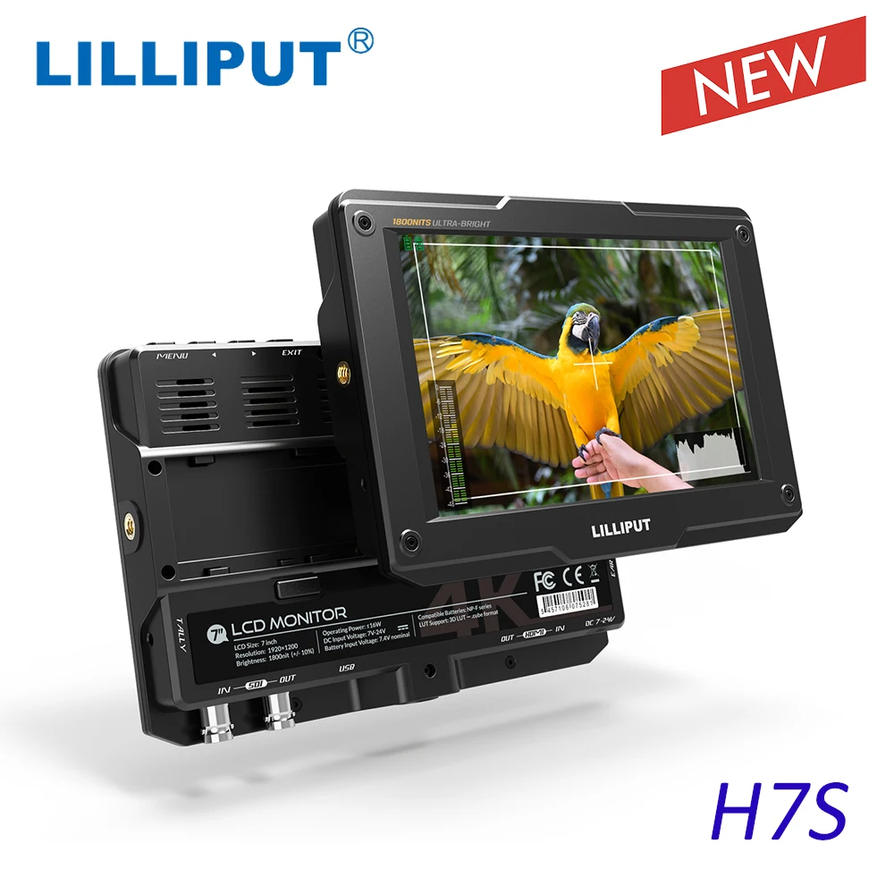 DSLR Field Monitor LILLIPUT H7S New 7 Inch 1800 Nits Ultra Brightness SDI 4K HDMI-Compatible Tally On-Camera Monitor
