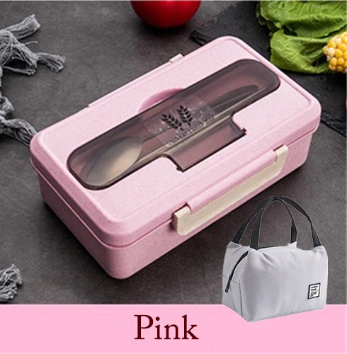Pink Sets Герметичный Ланч-бокс портативный походный Кемпинг офисный школьный пищевой контейнер для микроволновой печи Подогрев сохраняет свежесть с столовыми приборами Bento box - Цвет: Pink Sets