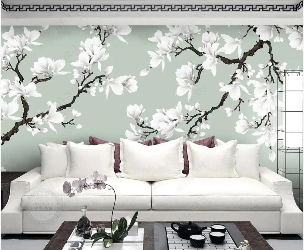 

Custom mural 3d photo wallpaper Magnolia hand-painted flowers and birds home decor living room wallpaper for wall 3 d in rolls