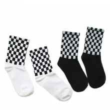 Женские новые белые и черные квадраты носки скейтбордиста. Шикарные Харадзюку шахматная доска носки для HipHop Sox длинные носки мужские Meias
