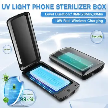 

Portable UV Sterilizer Box Phone Mask Cleaner Personal Sanitizer Disinfection Cabinet Sterilizer Lamp Suport Wireless Charging