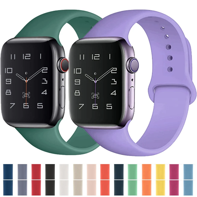

Silicone strap for Apple Watch band 40mm38mm44mm42mmRubber wristband Sport bracelet belt iwatch series6 5 4 3 2 40mm38mm42mm44mm