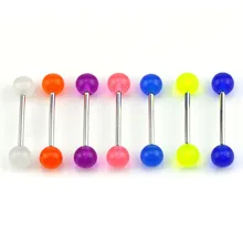 Сексуальные 8 шт./компл. пирсинг для тела ювелирные изделия светящийся яркий Акриловый пирсинг для языка нос штанга Бар Кристалл блестящие украшения для тела