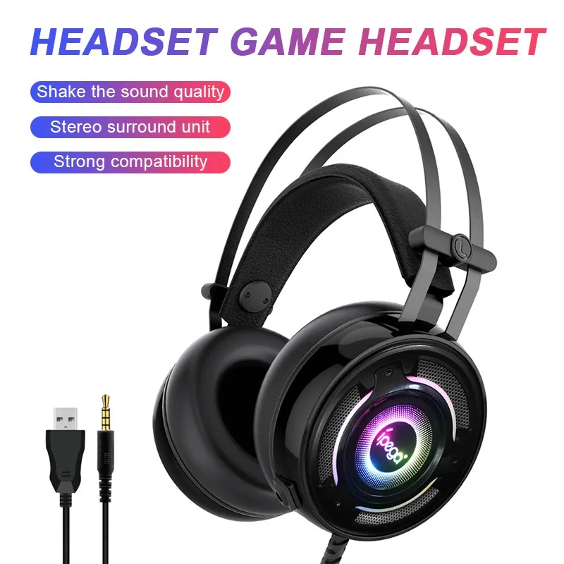 Stereo Surround Sound Wired Headphone Gaming RGB Earphones Headset with Microphone Mic for PS4 Xbox One N Switch PC Tablet