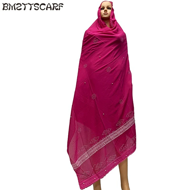 

African Women Scarf Big Size Long Shawls Scarf Chiffon Soft Scarfs with Lace Embroidery BM790