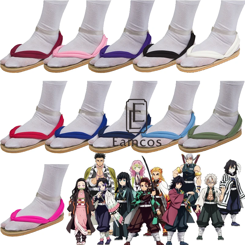 Anime Demon Slayer Kimetsu No Yaiba Cosplay Shoes Kamado Tanjirou Nezuko Agatsuma Zenitsu Flip Flops Sandals With Socks | Тематическая
