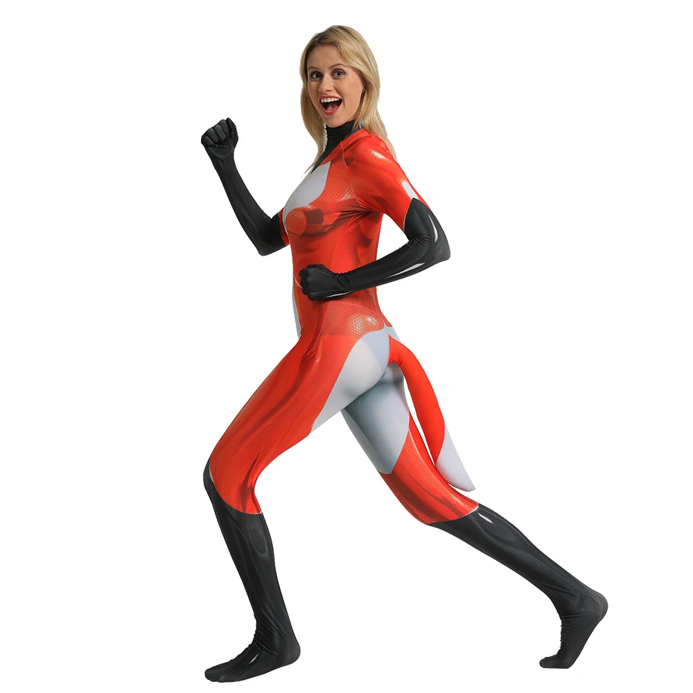 

Rena Rouge Ladybug Cat Noir Cosplay Costume Halloween Fox Animal Zentai Suit 3D Print Spandex Bodysuit for kids/Adults with Tail