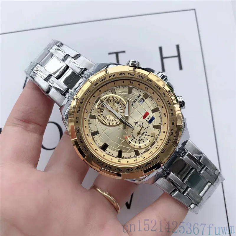 

Luxury brand leisure fashion business watch military stainless steel date sports quartz analog clock watch