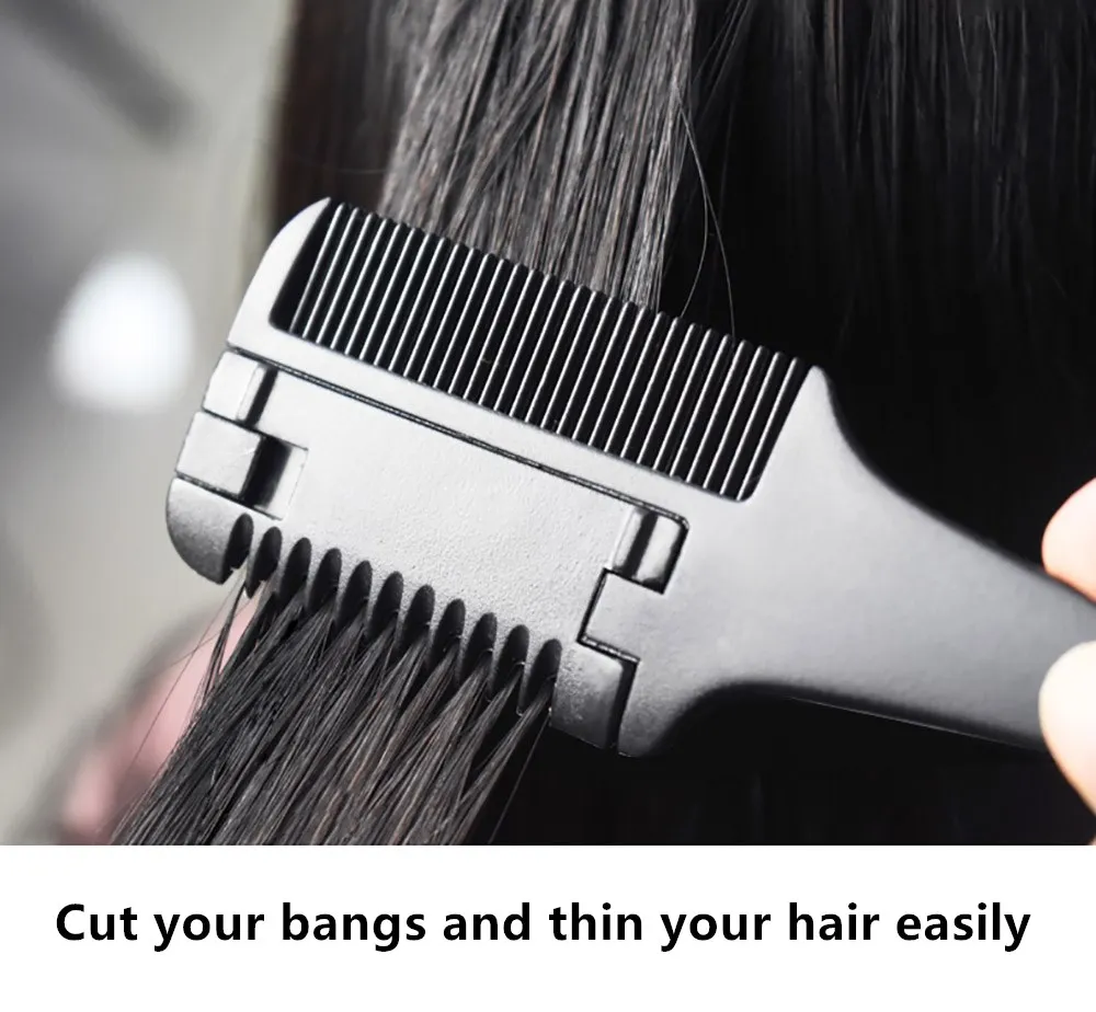 Pettine per capelli Spazzola per capelli in carbonio Salone professionale Parrucchiere Barbiere Spazzola con manico con lame di rasoio Strumenti per lo styling fai-da-te - immagine 4