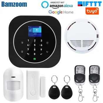 

TFT Screen TUYA WIFI GSM Home Burglar Security Alarm System Motion Detector APP Control Fire Smoke Detector Alarm