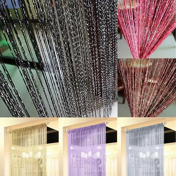 

200x100cm Shiny Tassel Line Curtains String Curtain Window Door Divider Drape Living Room Decor Valance Living Room
