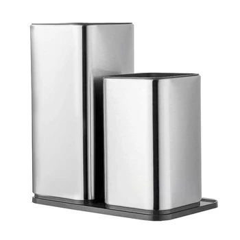 

2pcs/set Countertop Stainless Steel Large Capacity Kitchen Utensil Holder Cutter Storage Home Organizer Easy Clean Space Saving