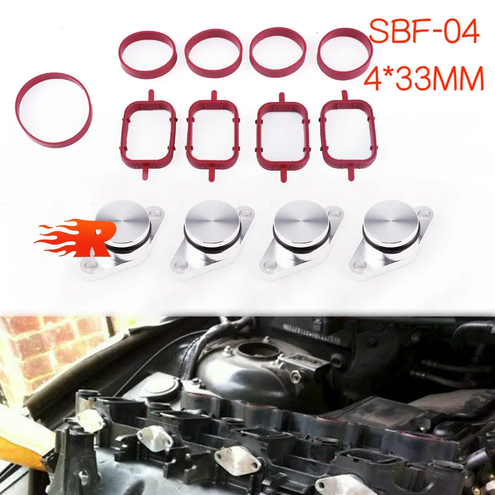 Set of 4/6 x 22/33mm design by aluminum For BMW M57 Swirl Flap Blanking Plates seal with intake manifold gasket 6 cylinder