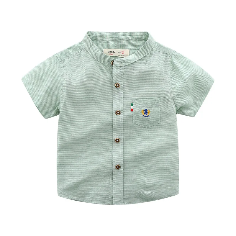Прямая поставка в западном стиле; детская рубашка с короткими рукавами и круглым вырезом для мальчиков; летний стиль; детская одежда из чистого хлопка