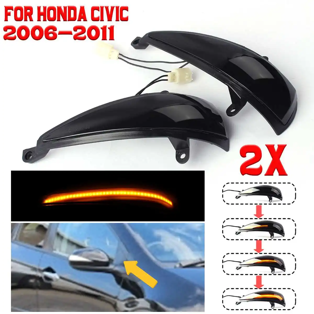 Динамический светодиодный указатель поворота для зеркала заднего вида Honda For Civic