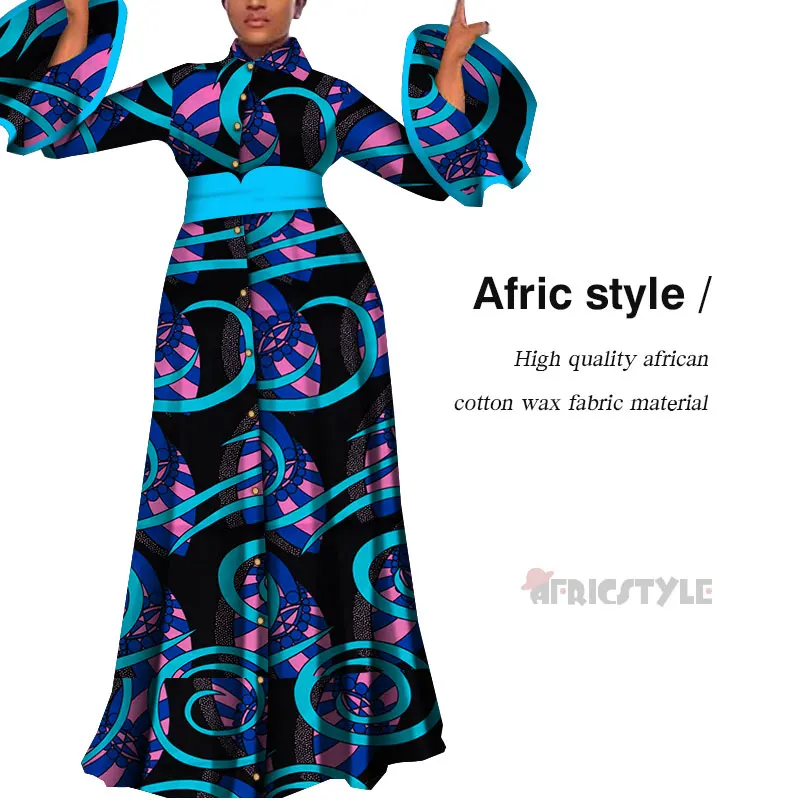 2019Vestidos africanos para mujeres estampado drapeado vestidos largos rectos Bain Riche africano Ankara vestidos chal WY5483 - Цвет: 19