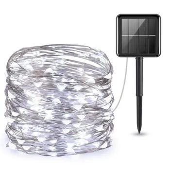 

2pcs 100 led Solar Copper Wire String Outdoor Waterproof Brightness Saving Environmental Protection Copper Wire strings