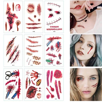

30pcs Halloween Tattoo Stickers Scary Props Cosplay Halloween Party Supplies Halloween Decoration Accessories Party Favor