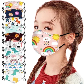 

10PCS Children Reusable Mouth Mask Cartoon Printed Dust Proof Facemask Washable Outdoor Breathable Face Mask Cycling Mascarillas