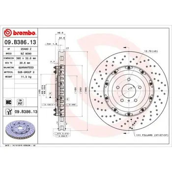 

Disc brake front 390mm \ Nissan GT-R 3.8 09 BREMBO 09B386