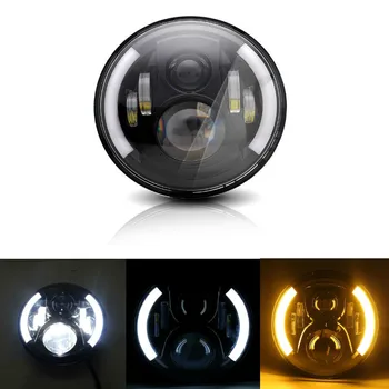 

7 Inch H4 LED Headlight With Halo Angle Eyes Turn Signal Motorcycle Headlamp for Suzuki Samurai Touring Jeep Wrangler Lada Niva
