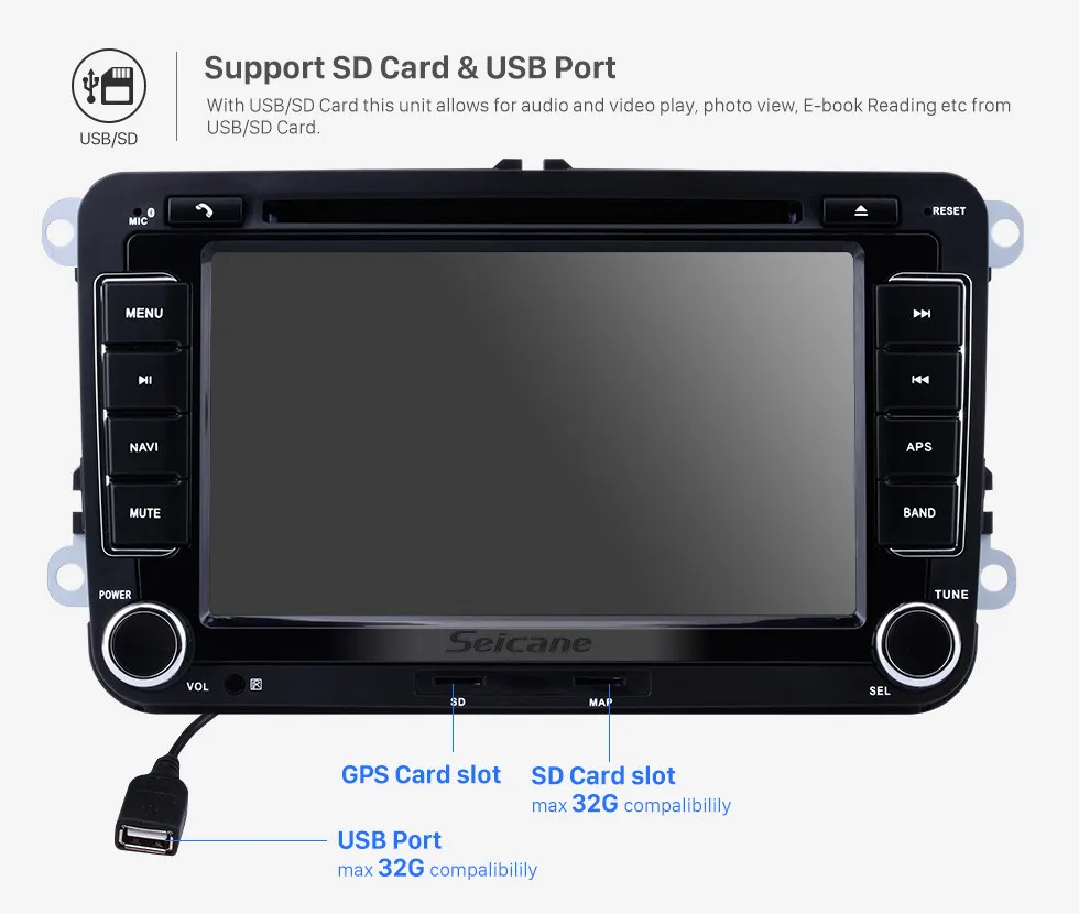 Perfect Seicane 2 din 7" Car DVD Player GPS Navigation For VW Volkswagen Lavida New Beetle 2 Seat  Alhambra Caddy Touran Passat Jetta 14