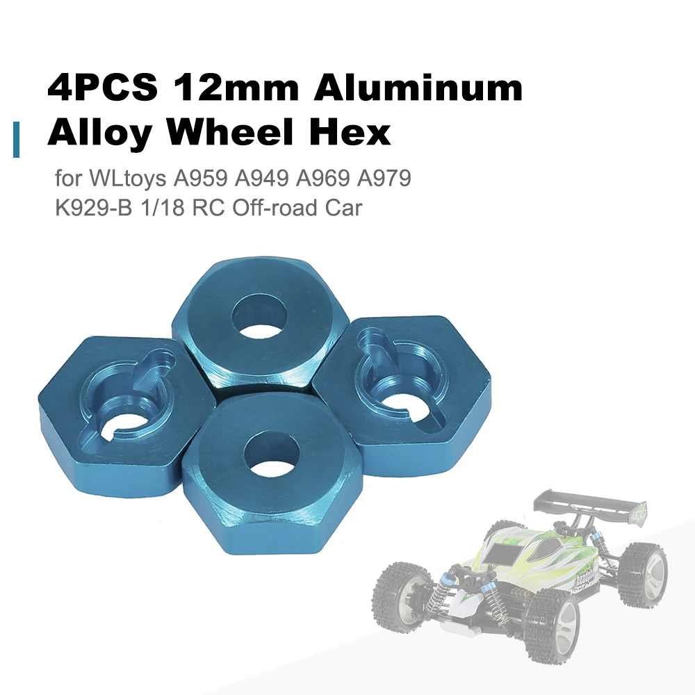 4 шт. 12 мм шестигранник из алюминиевого сплава для WLtoys A959 A949 A969 A979 K929-B 1/18