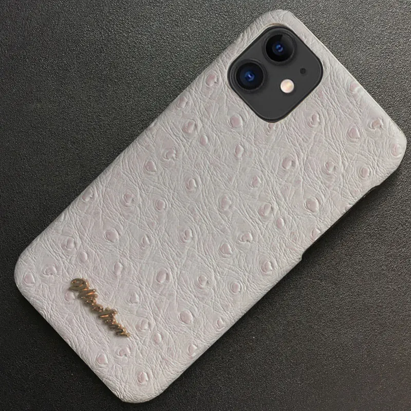 Роскошный чехол из искусственной кожи страуса для iphone 11 Pro X XS Max XR, Жесткий Чехол для iphone 6s 6 7 8 Plus, защитный чехол s - Цвет: Ligh Pink