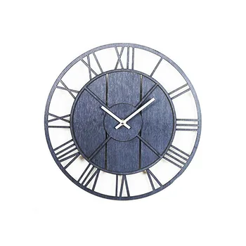 

European-Style New Creative Hanging Clock round Mute Fashion Modern Simple Roman Digital Clock Living Room Wooden Clock