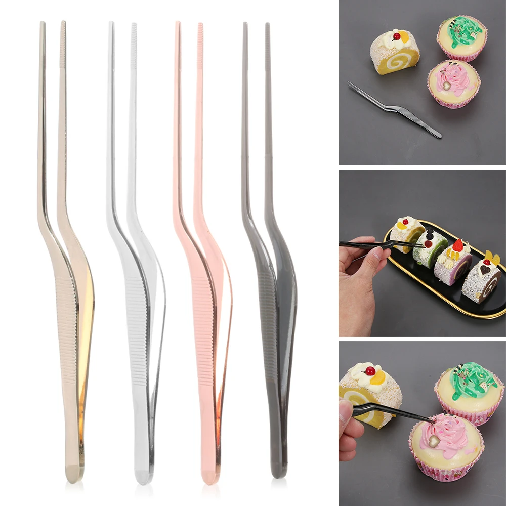 14cm Stainless Steel Tweezer Plating Chef Food Tweezer BBQ Clip Barbecue Tongs Serving Presentation Kitchen Tool