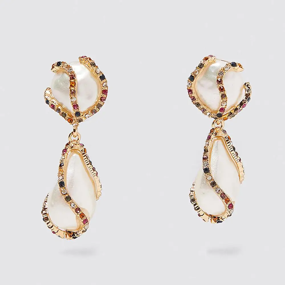 

2019 ZA Rhinestone Dangle Earrings For Women Fashion Statement Crystal Tassel Earrings Large Dangle Earring Evening Jewelry Gift