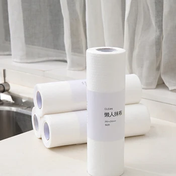 

50pcs/Roll Disposable Kitchen Cleaning Cloth Non-woven Eco-friendly Rags Wiping Scouring Pad Dishcloth Bathroom Washing Cloth