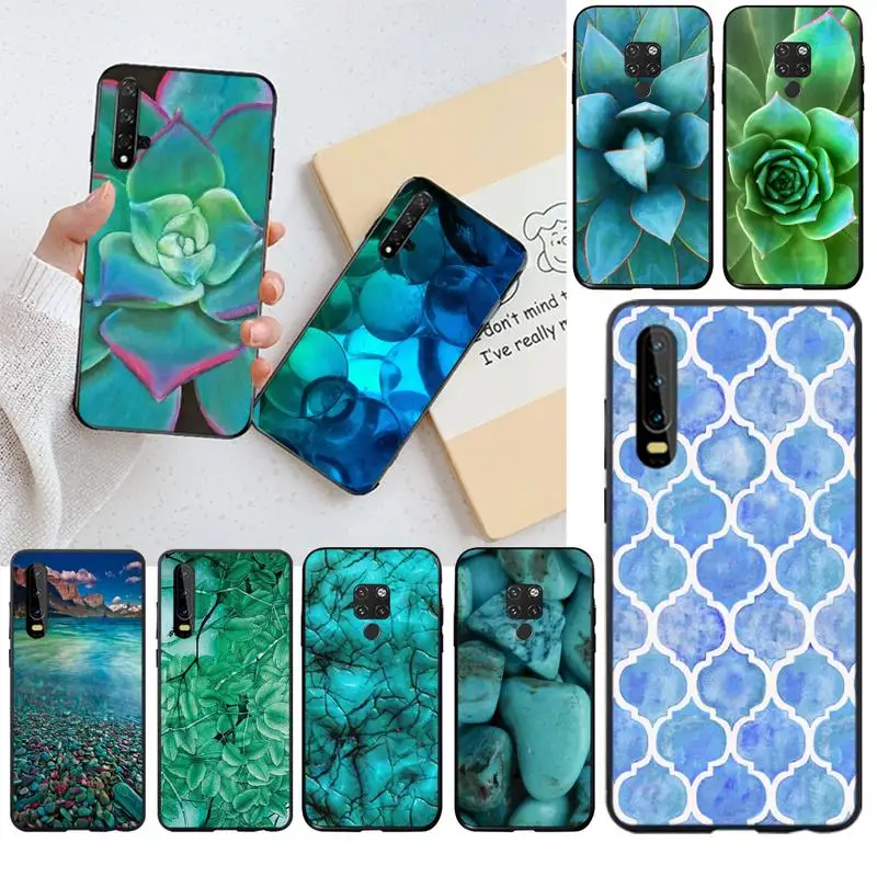 CUTEWANAN чехол для телефона с пером и цветочным рисунком из камня бирюзы Huawei P30 P20 lite