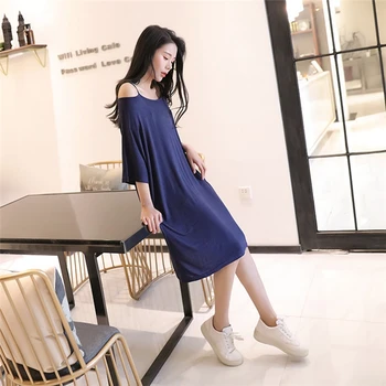 

women sleepwear charming lingerie Modal cotton sleep dress Loose long nighties for women nightgown Spring Summer ночная рубашка