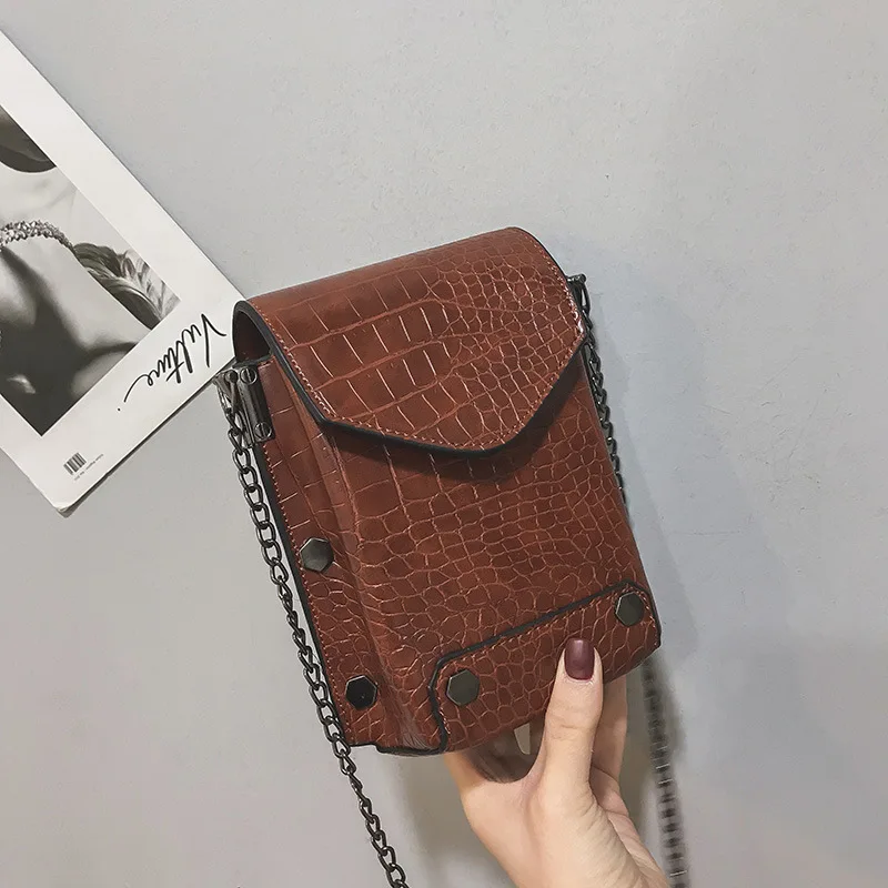 

Bag 2019 New Style Japanese Korean Square Sling Bag Versitile Fashion Shoulder Bag WOMEN'S Bag Crocodile Pattern Oblique Bag Wom