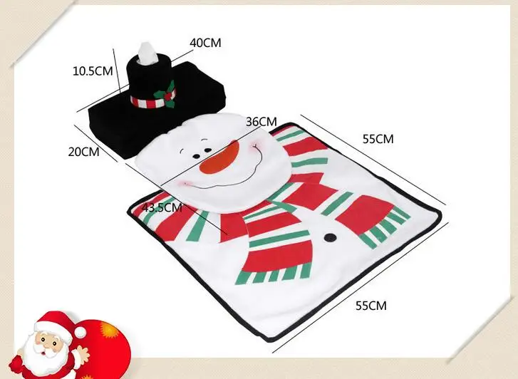 3 шт. Новые поступления faroot Happy Santa чехол для унитаза коврик для ванной комнаты Набор украшения Рождество креативный чехол для унитаза