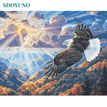 

SDOYUNO 60x75cm Painting by numbers Eagle flying DIY Drawing By Numbers Frameless Home Decor Digital Painting On Canvas