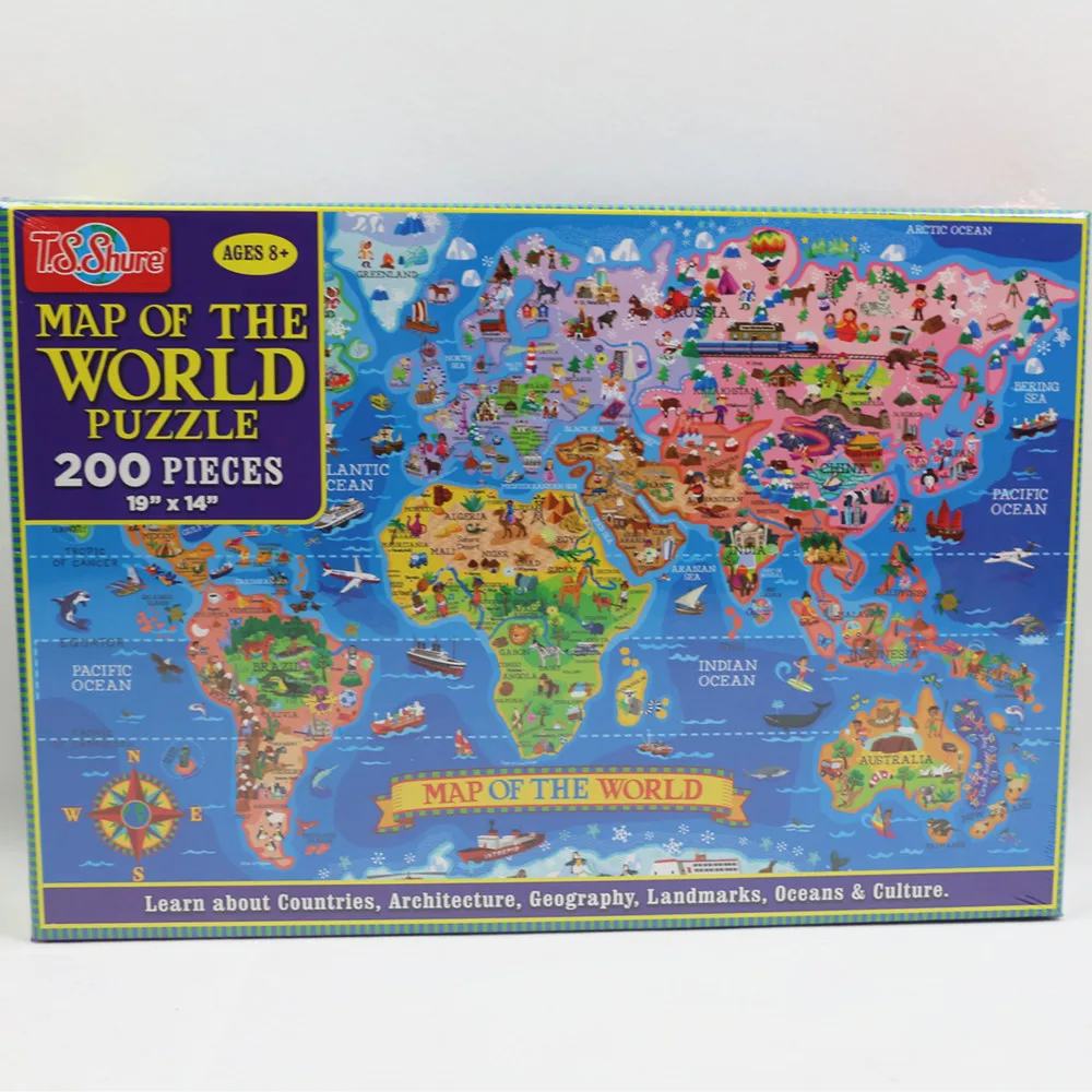 

200Pcs Jigsaw puzzle World map adult jigsaw toy children's early education jigsaw factory direct selling Children's Day gift
