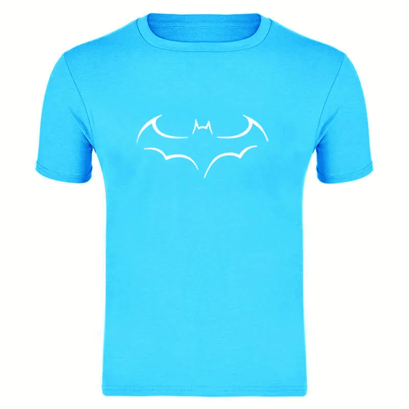 Футболка Новая модная Мужская хлопковая футболка с короткими рукавами, повседневная мужская футболка с принтом летучей мыши, футболки для мужчин и женщин, футболки - Цвет: Sky blue