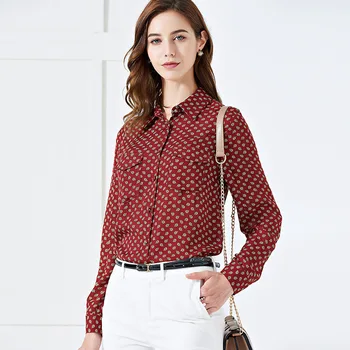 

women s blouses and tops silk floral office formal casual shirts plus large size 2019 summer sexy Haut femme red small flower