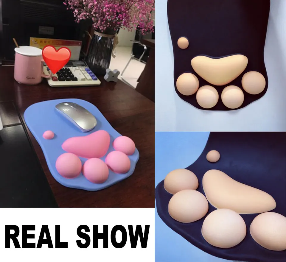 Милый 3D Кошачий коготь коврик для мыши мягкий силиконовый Шелковый коврик для мыши Kawaii Memory Foam коврик для мыши Подушка на запястье для ноутбука компьютер ПК