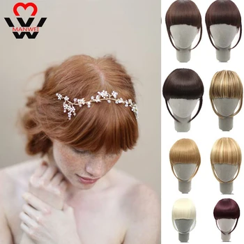 

MANWEI Synthetic Fiber Hairwig Black Brown One Piece Clip in Hair Bangs Fringe Hair Extensions With High Temperature