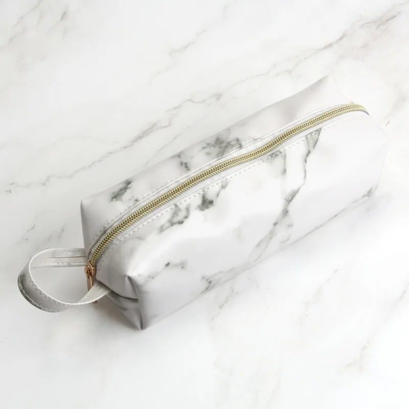 Косметичка для макияжа Квадратная Мраморная дорожная сумка Женская водонепроницаемая гладкая ПУ металлическая молния водонепроницаемая прочная сумка сумки для стирки