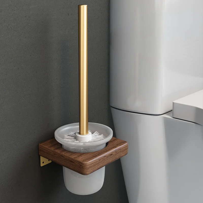 

Luxury Bathroom Toilet Brush Holder Wood Clean Glass Hanging Toilet Brush Wall Mounted Fixture Szczotka Do Wc Household Products