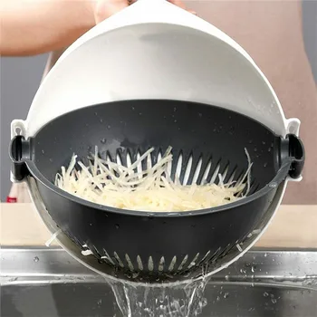 

Rotary Vegetable Chopper And Cutter With 8 Dicing Blades Multi-Function Rotary Drain Basket Kitchen Food Slicer Salad Machine
