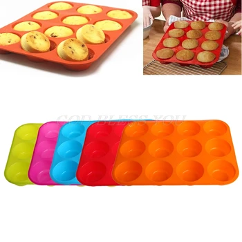 

Silicone Nonstick 12 Cups Muffin Pan Cupcake Tray Cake Baking Mold Drop Shipping
